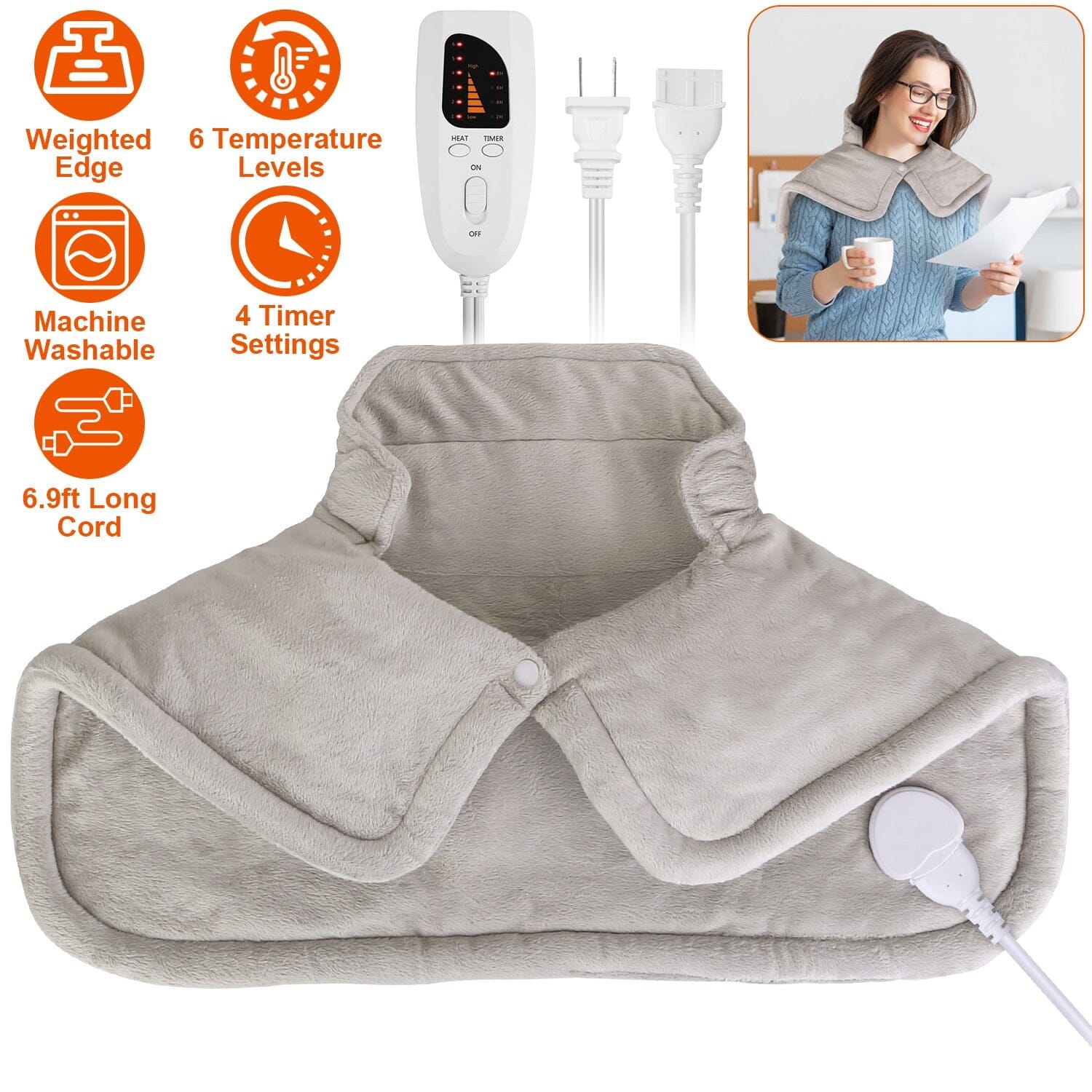 Large Weighted Heating Pad for Neck and Shoulders Sale 100% Guaranteed