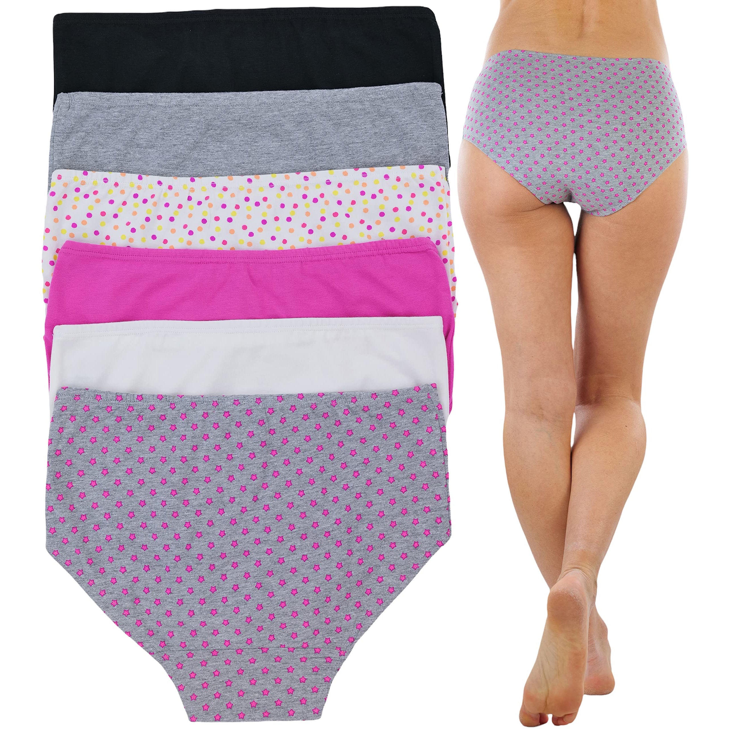 6-Pack: ToBeInStyle Women's High Waisted Solids and Prints Stars and Polka Dots Gridle Panties Fast Delivery For Sale