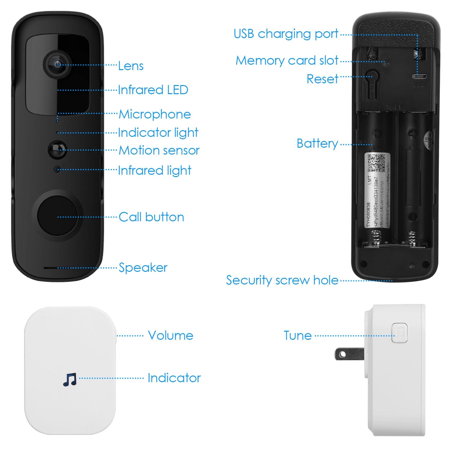 Wireless Smart WIFI Video Doorbell Two Way Audio Cheap Eastbay