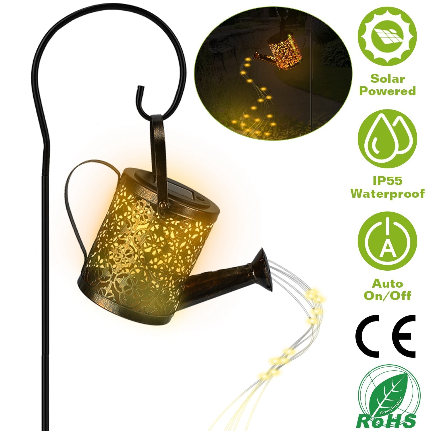 Solar Watering Can Powdered String Light Stake Outlet Locations Cheap Online