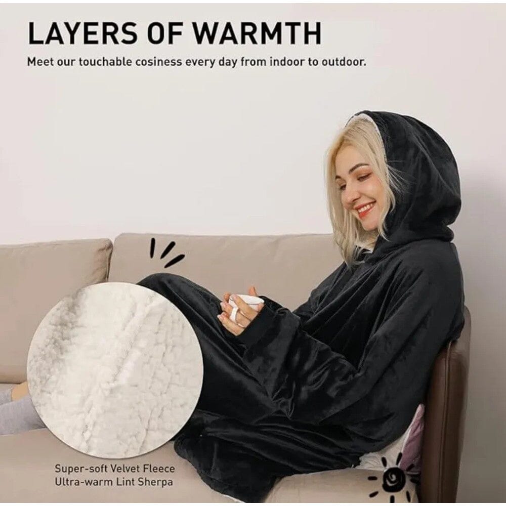 Unisex Sherpa Lined Wearable Hooded Blanket Cheap 2025 Newest