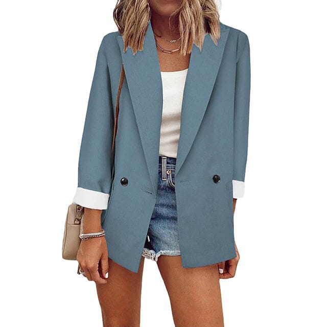 Women's Basic Double Breasted Solid Colored Blazer Sale With Paypal