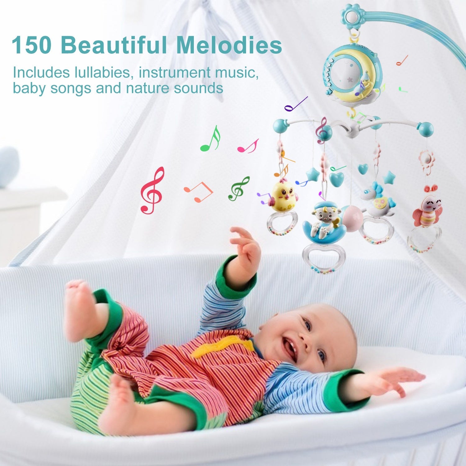 Mobile Star Projection Nursery Light Baby Rattle Toy with Music Box Remote Control Enjoy Online