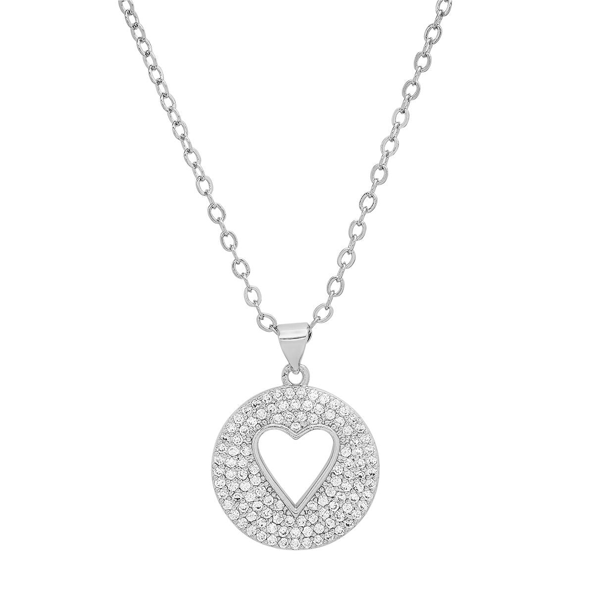 Ladies 18k Gold Plated Brass Simulated Diamonds Round Heart Pendant Sale With Paypal