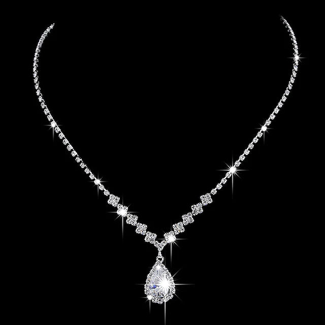 3-Piece: Women's Diamond Necklace Earrings Set Sale 2025 Unisex