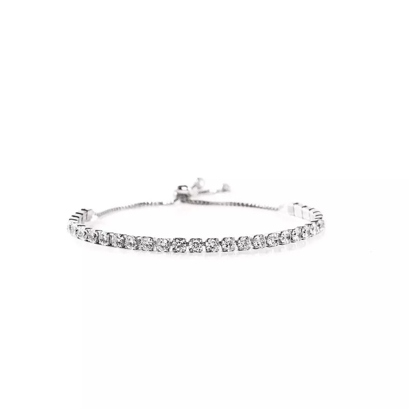 14K White Gold Tennis Bracelets with Crystals from Swarovski Adjustable Marketable Cheap Pice