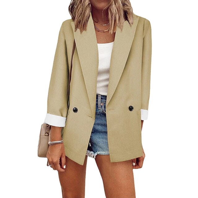 Women's Basic Double Breasted Solid Colored Blazer Sale With Paypal