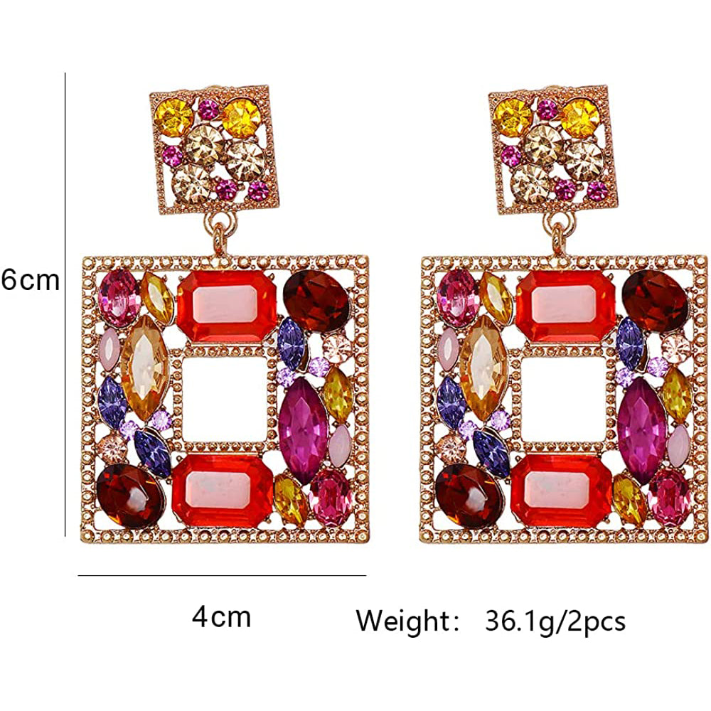 Rhinestone Square Drop Earrings Official For Sale