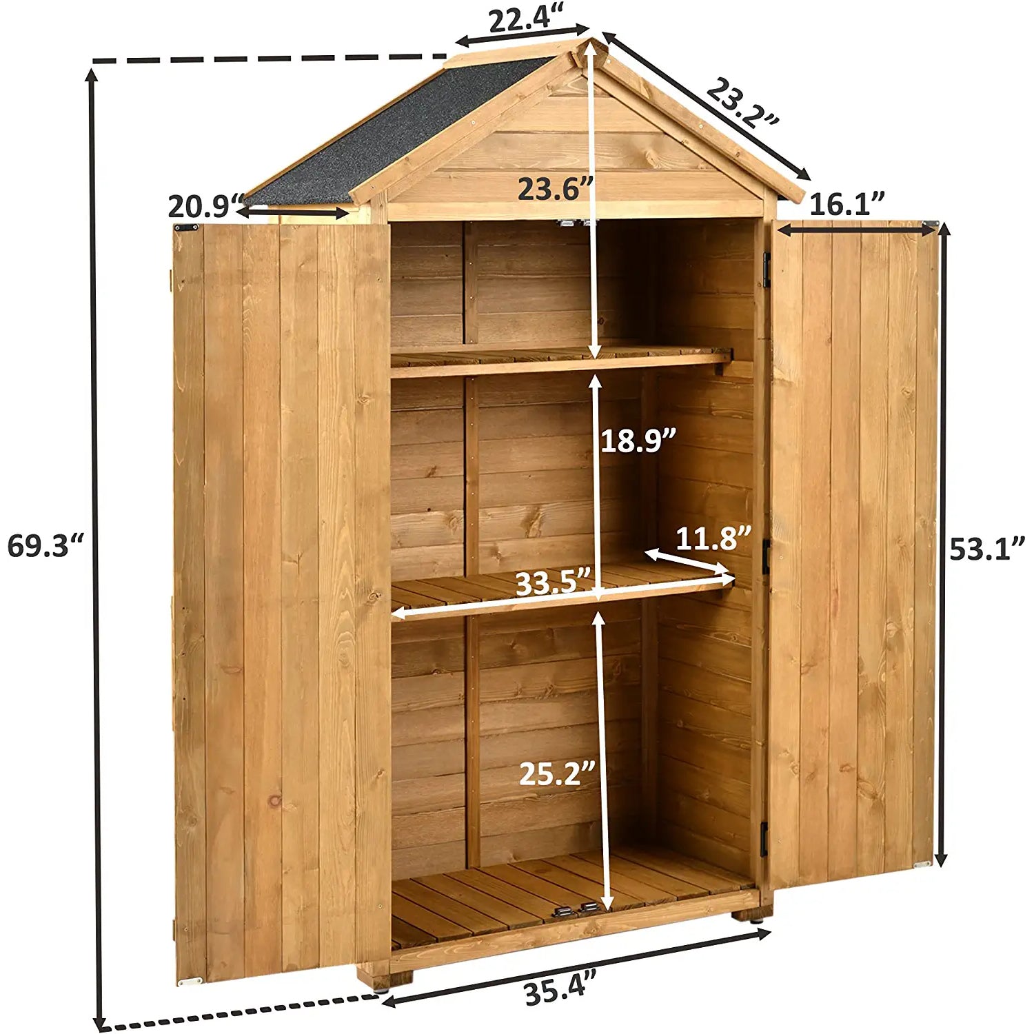 Outdoor Wood Tilt Storage Shed Tool Organizer with Waterproof Asphalt Roof Cheap Lowest Pice