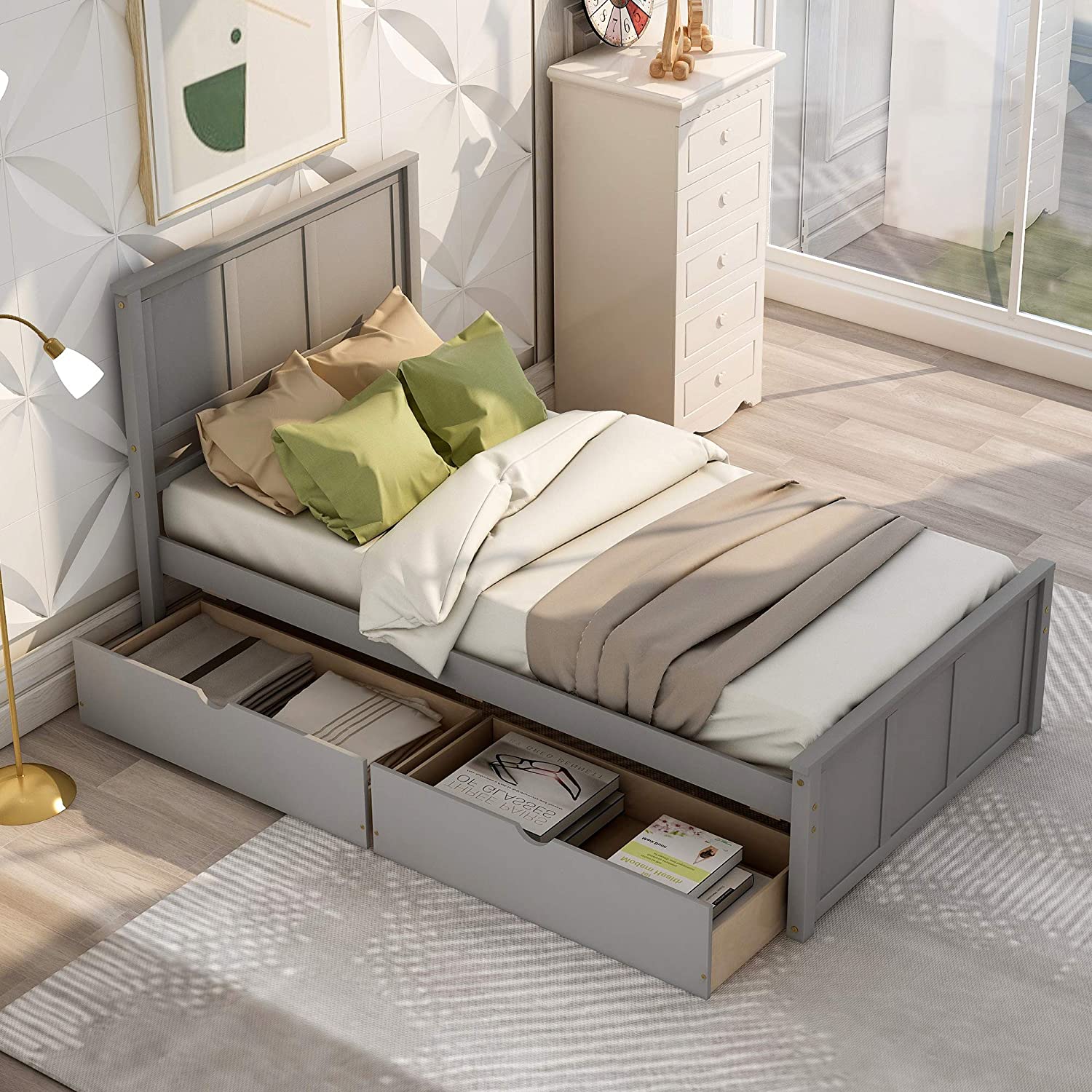 Twin Size Platform Bed with Two Drawers Buy Cheap 2025