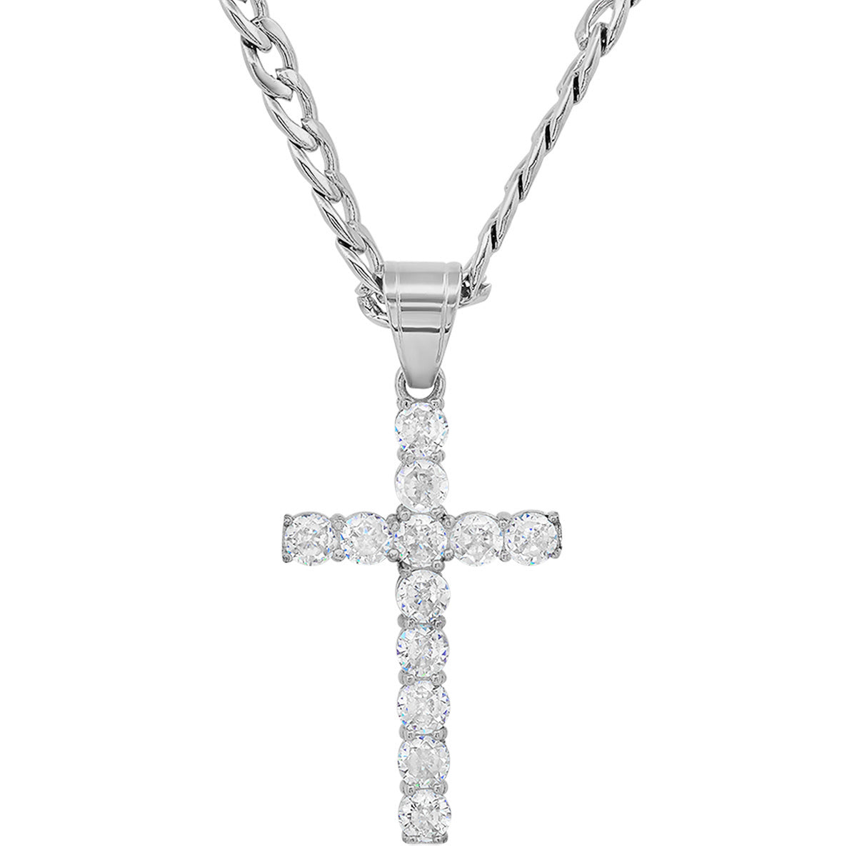 Men's Stainless Steel And Simulated Diamonds Cross Pendant Cheap Sale Amazon