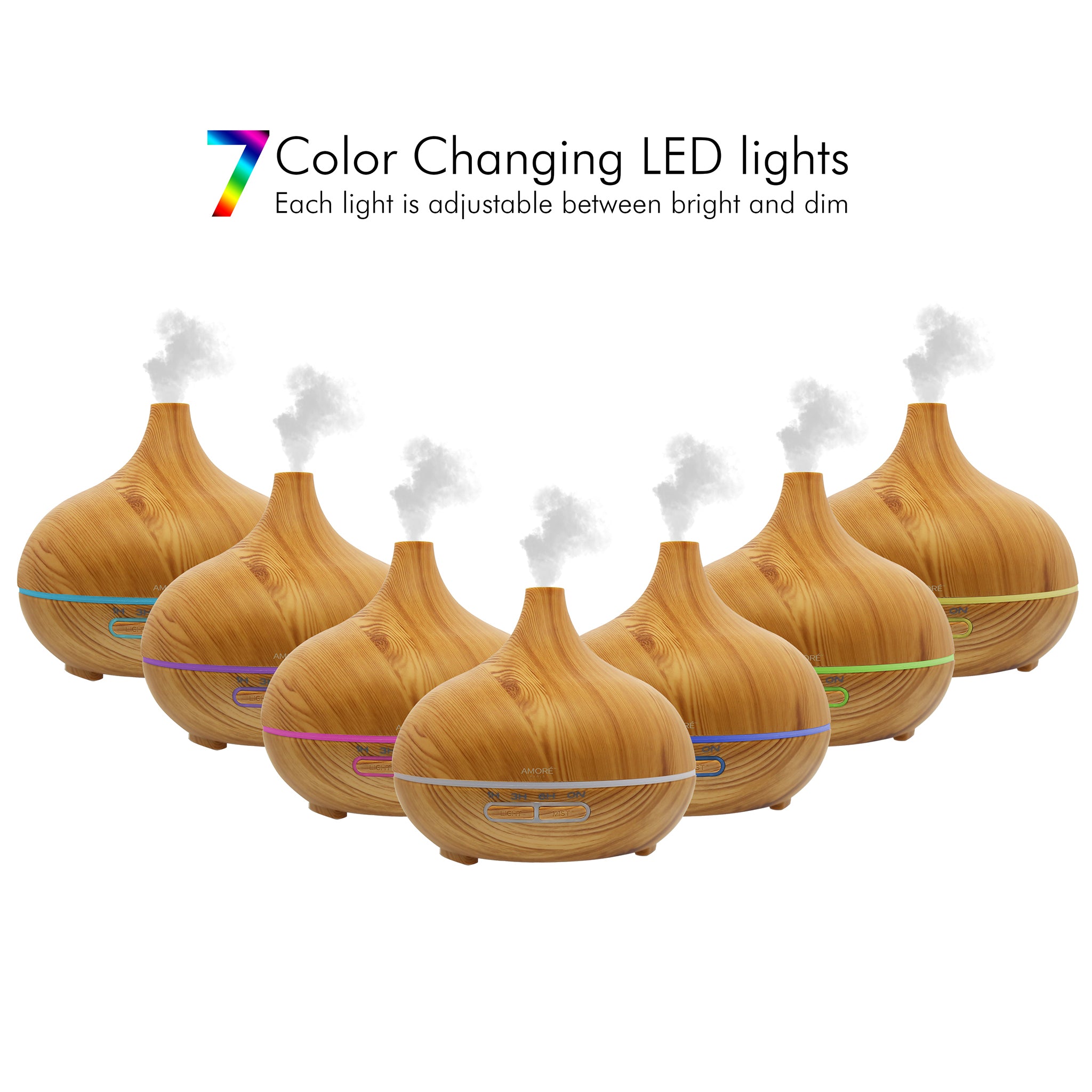 Wood Grain Ultrasonic Cool Mist Diffuser With 7 Color LED Lights Cheap Tumblr