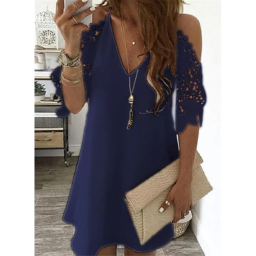 Women's Half Sleeve Solid Cutout Shift Dress For Sale Free Shipping