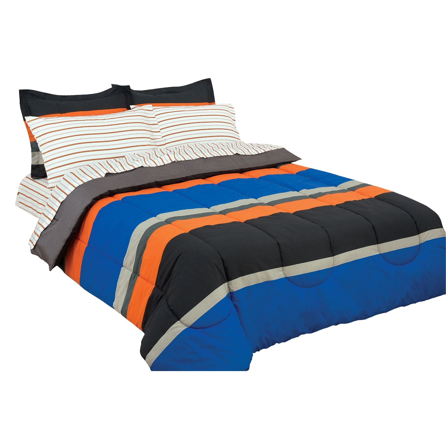 Brooklyn Flat Rugby Stripe Bed-in-a-Bag Set Supply