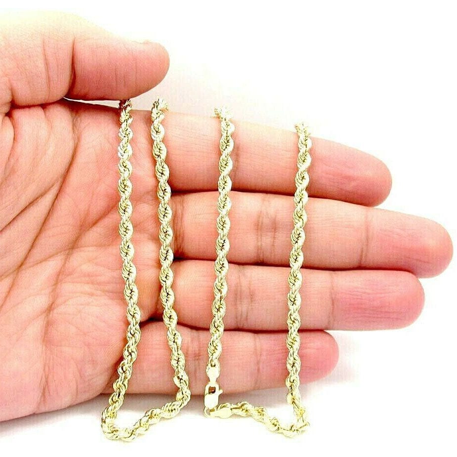 18K Solid Gold 3MM Rope Chain Necklace 2025 New Cheap Online