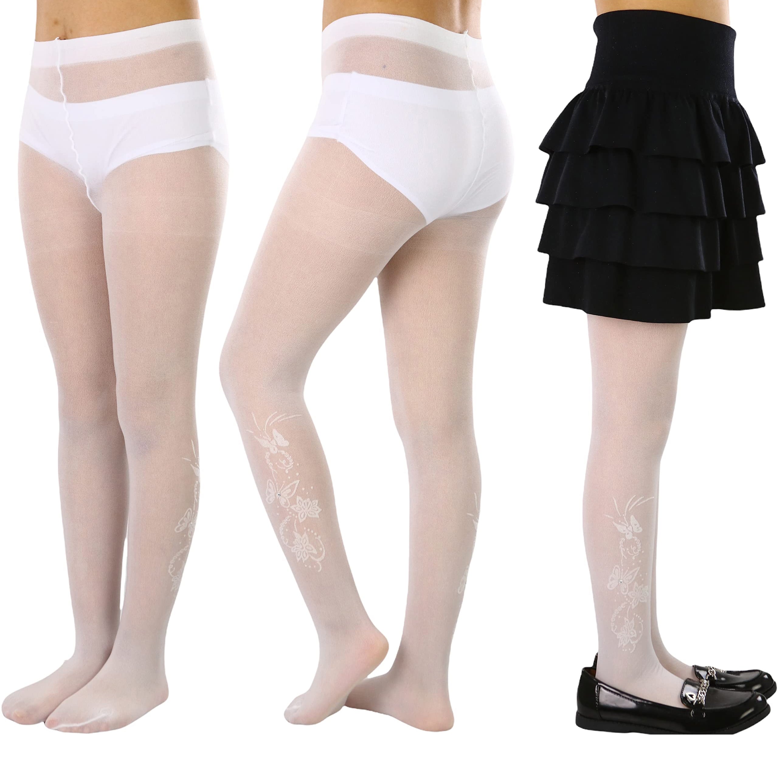 6-Pack: ToBeInStyle Girl's Butterflies and Flower Print Pantyhose Sale Get To Buy