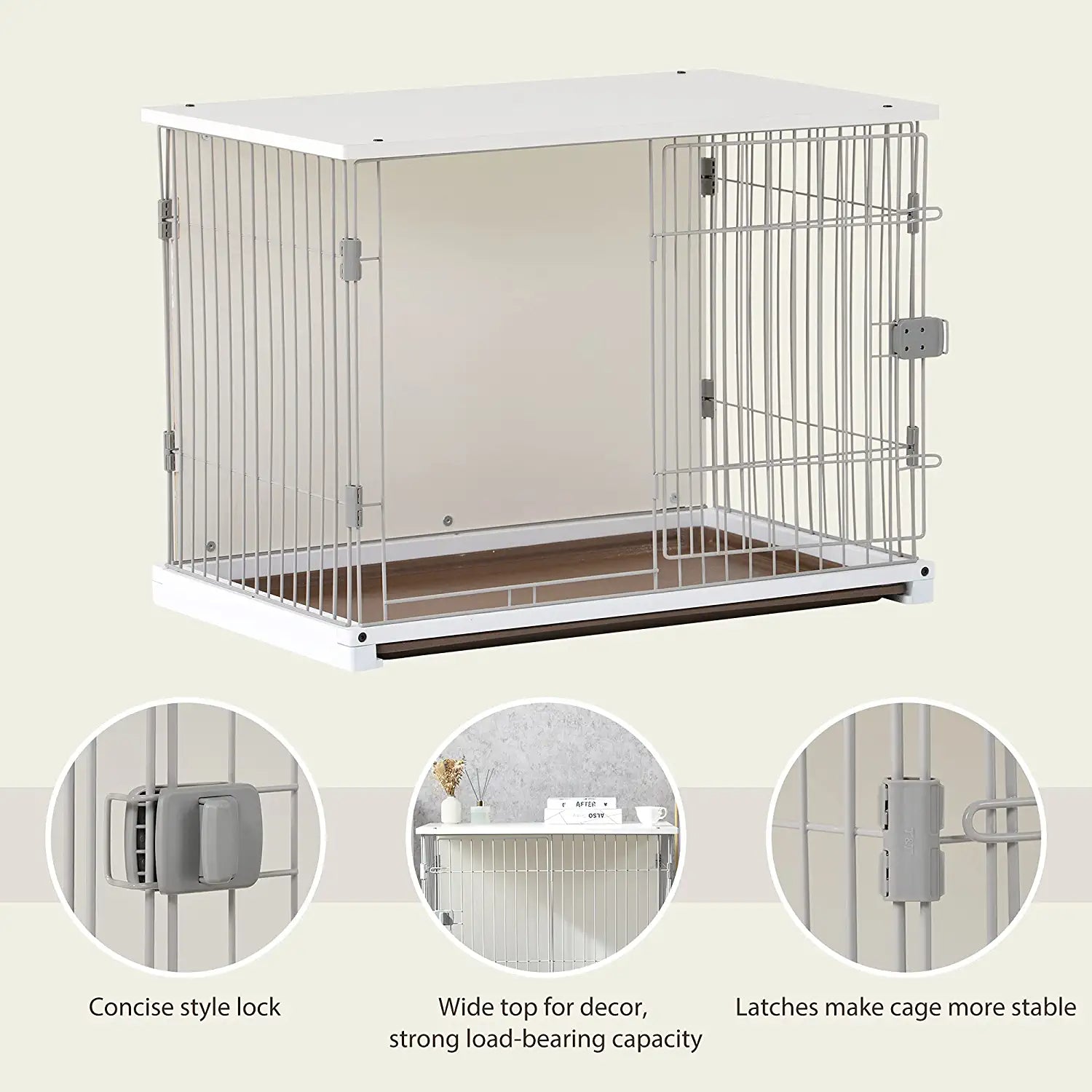 34 Long Elegant Wood Frame White Dog Cage Cheap Footlocker