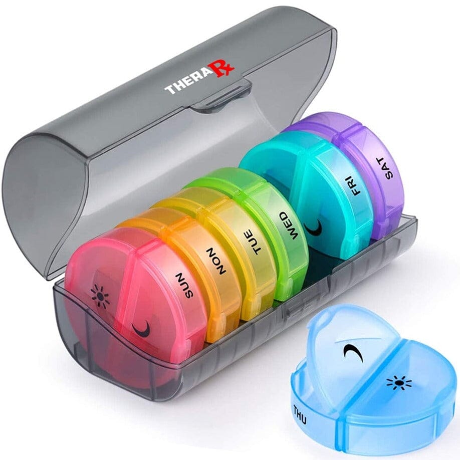 2 Times A Day AM PM Weekly Pill Organizer Large Daily Pill Box With Black Case For Travel Discount Cheap