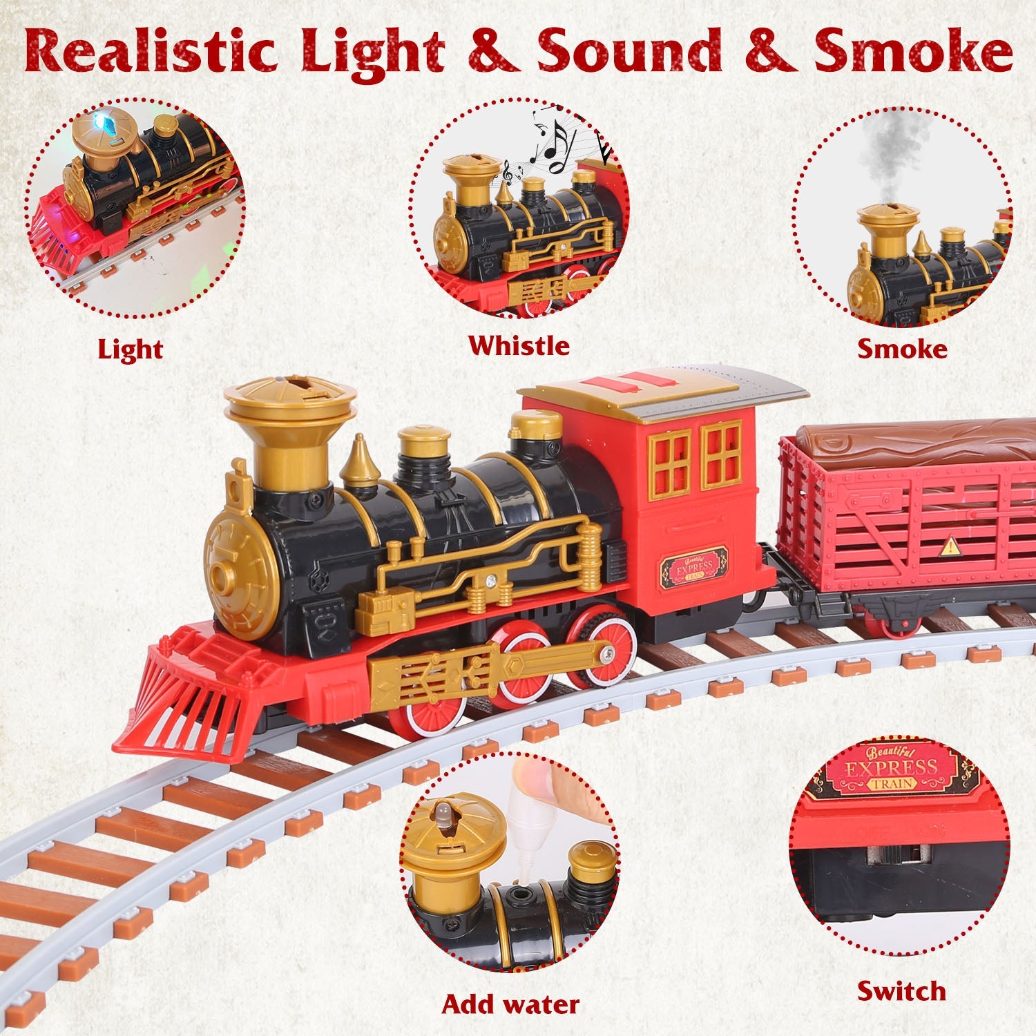 193-Piece: Electric Train Set Steam Locomotive Passenger Coach Coal Car Christmas Train Free Shipping Purchase