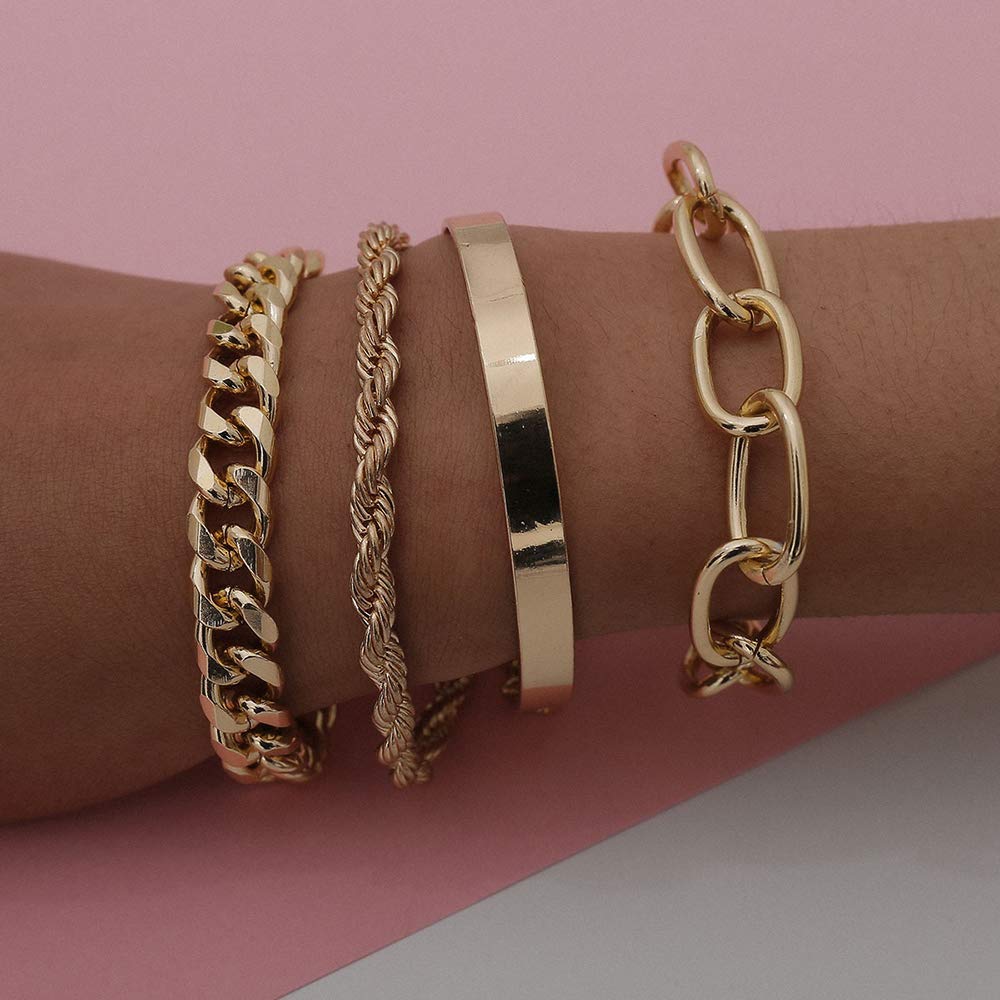 4-Piece: Women Adjustable Boho Chain Bracelets Set Cheap Outlet Locations