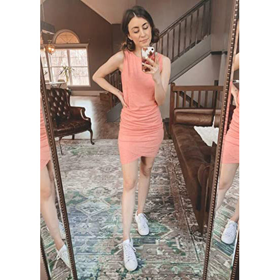 Women Casual Dress Crew Neck  Summer Sleeveless Tank Shirt Short Mini Dress Manchester Cheap Pice