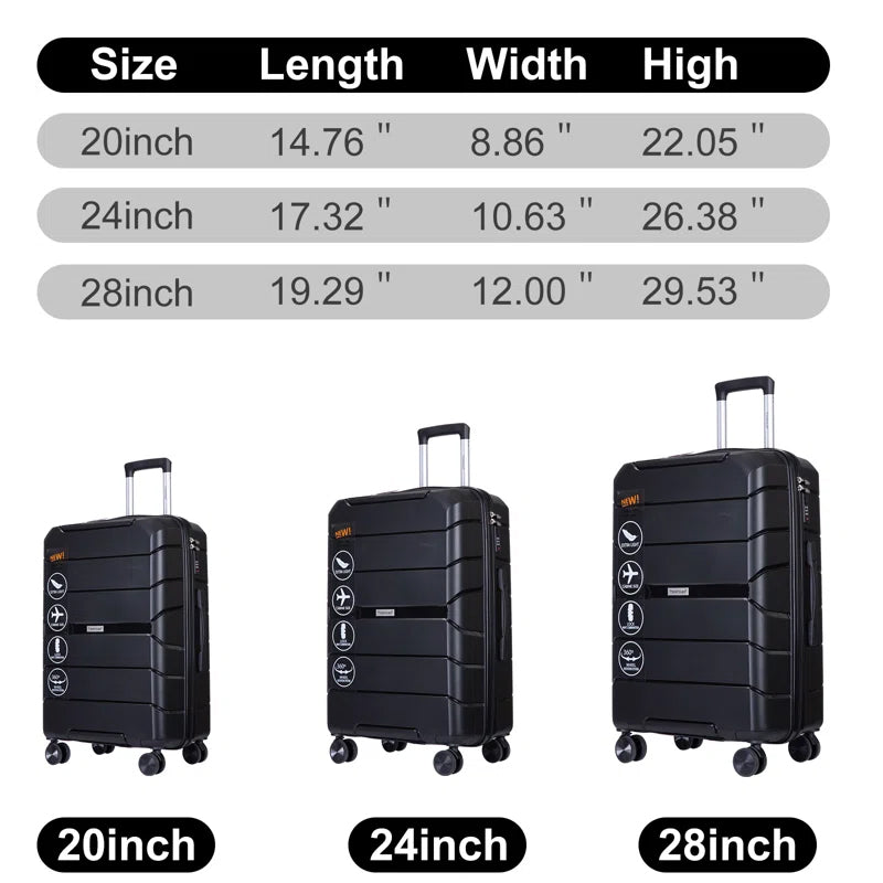 3-Pack: Lightweight Suitcases with TSA Lock 2025 Unisex For Sale