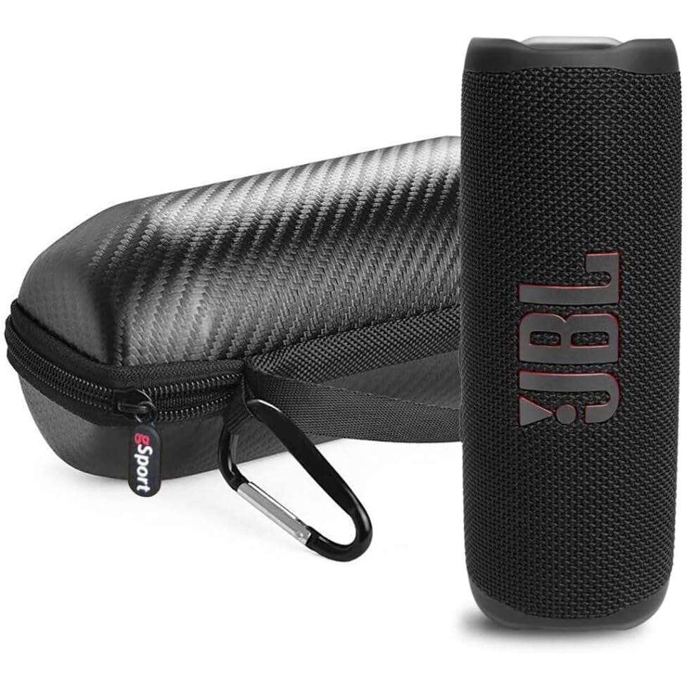 JBL FLIP 6 Waterproof Portable Speaker Bundle with gSport Carbon Fiber Case (Black)  (Refurbished) Free Shipping Low Pice