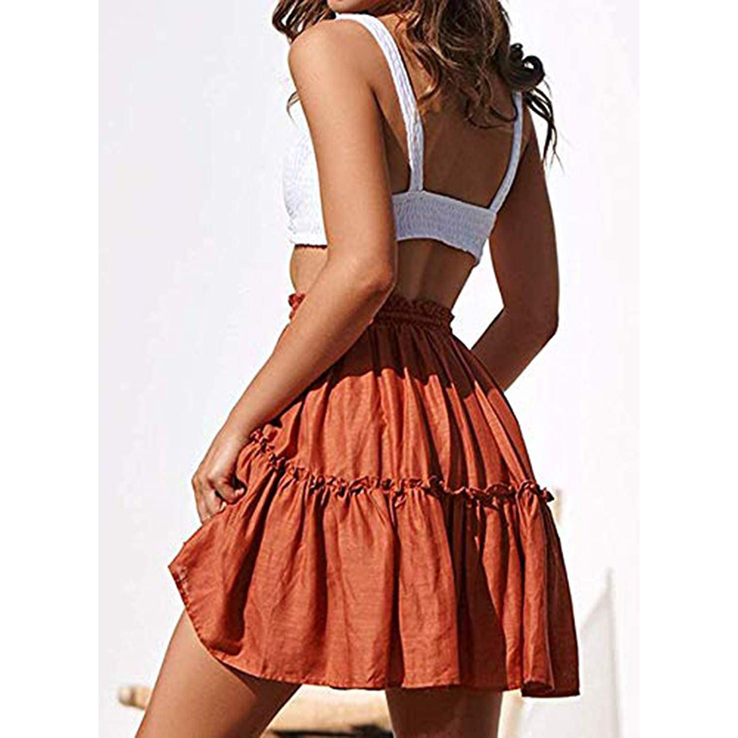 Arjungo Women's Ruffled Boho A Line Skater Mini Skirt Geniue Stockist For Sale