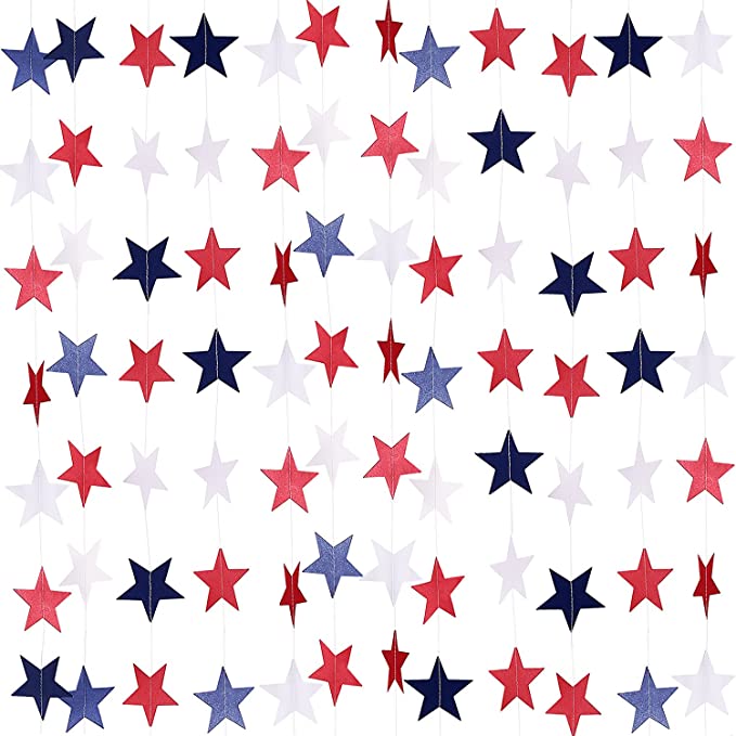 8 Strands Patriotic Star Streamers Banner Garland Where To Buy