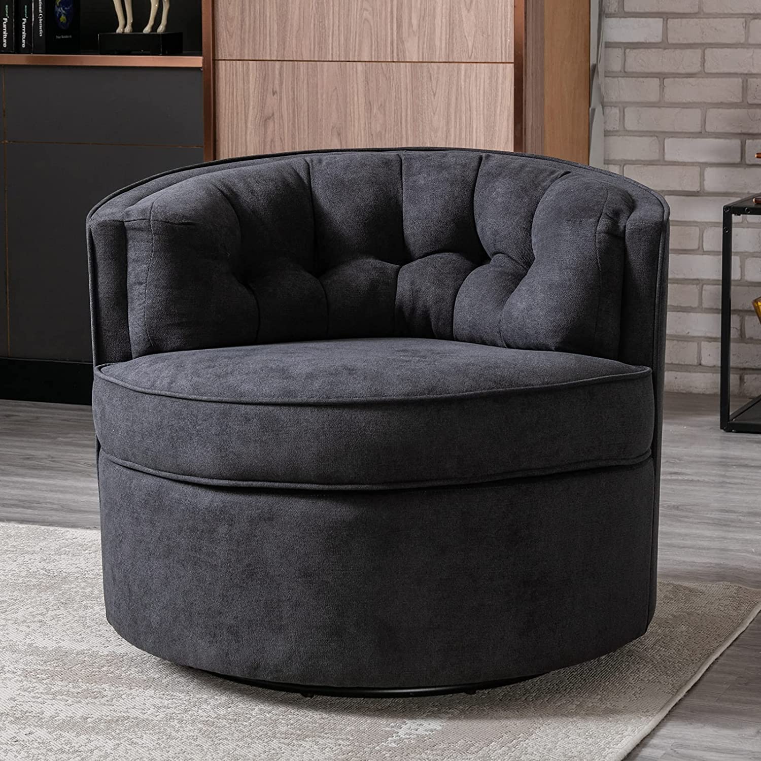 Swivel Accent Linen Fabric Bucket Reading Chair Cheap Wholesale