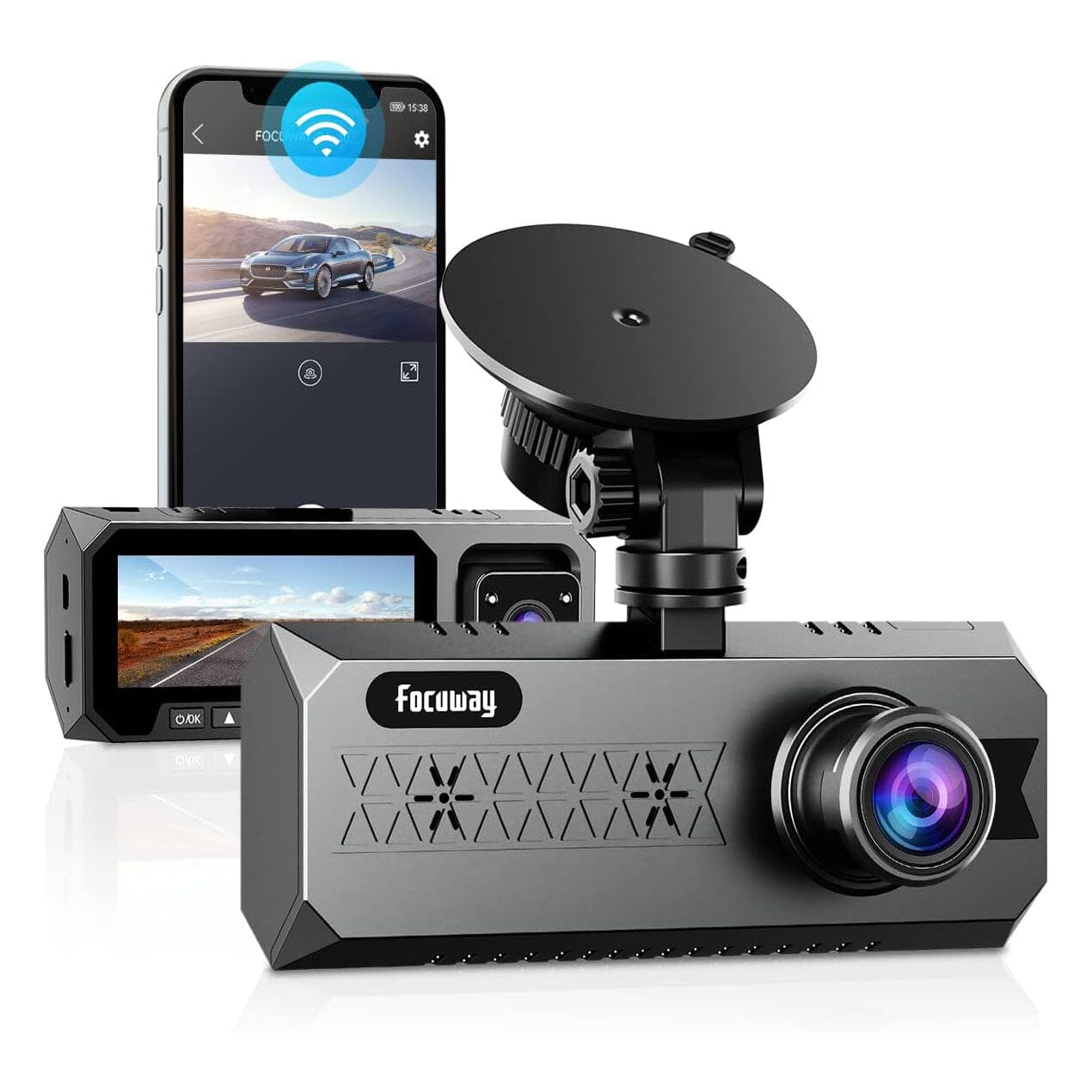 Dual Dash Cam WiFi with App FOCUWAY 1080P Front and Inside Dash  (Refurbished) Cheap Excellent