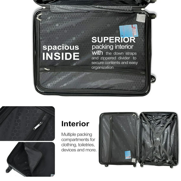 3-Piece Set: Hardshell Lightweight Suitcase with TSA Lock Spinner Wheels Free Shipping Clearance