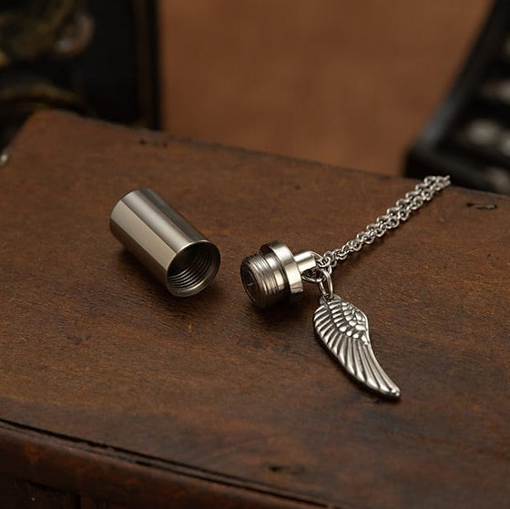 Angel Wings Stainless Steel Ashes Necklace Discount View