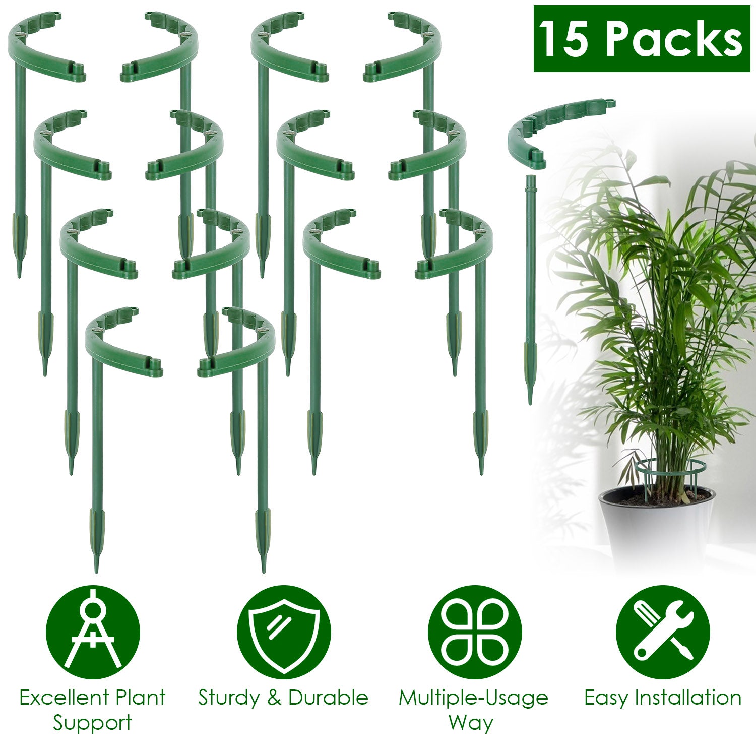 15-Piece: Garden Plant Support Stakes Cheap Sale With Mastercard