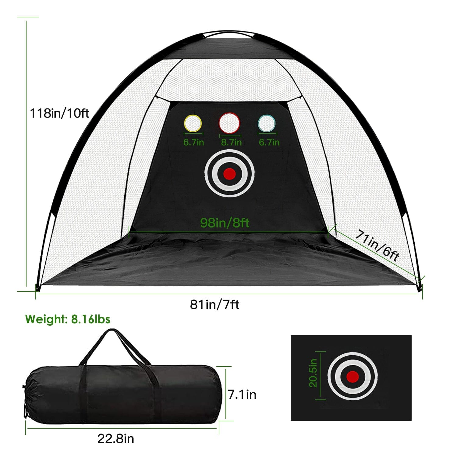 Golf Training Aids Driving Hitting Nets with Tri-Turf Golf Mat Target Cloth 10 Golf Balls 7 Golf Tees 2 Rubber Golf Tee Holders Carry Bag for Indoor Outdoor Sports Free Shipping Best