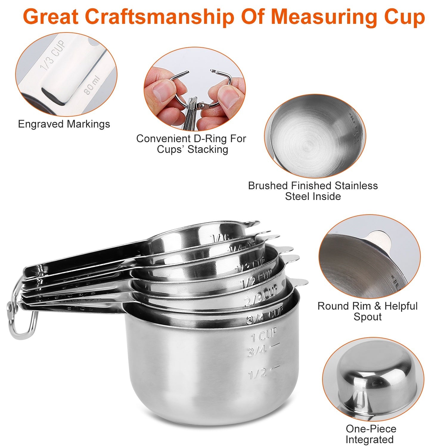 7-Piece: Stainless Steel Measuring Cups Visit For Sale