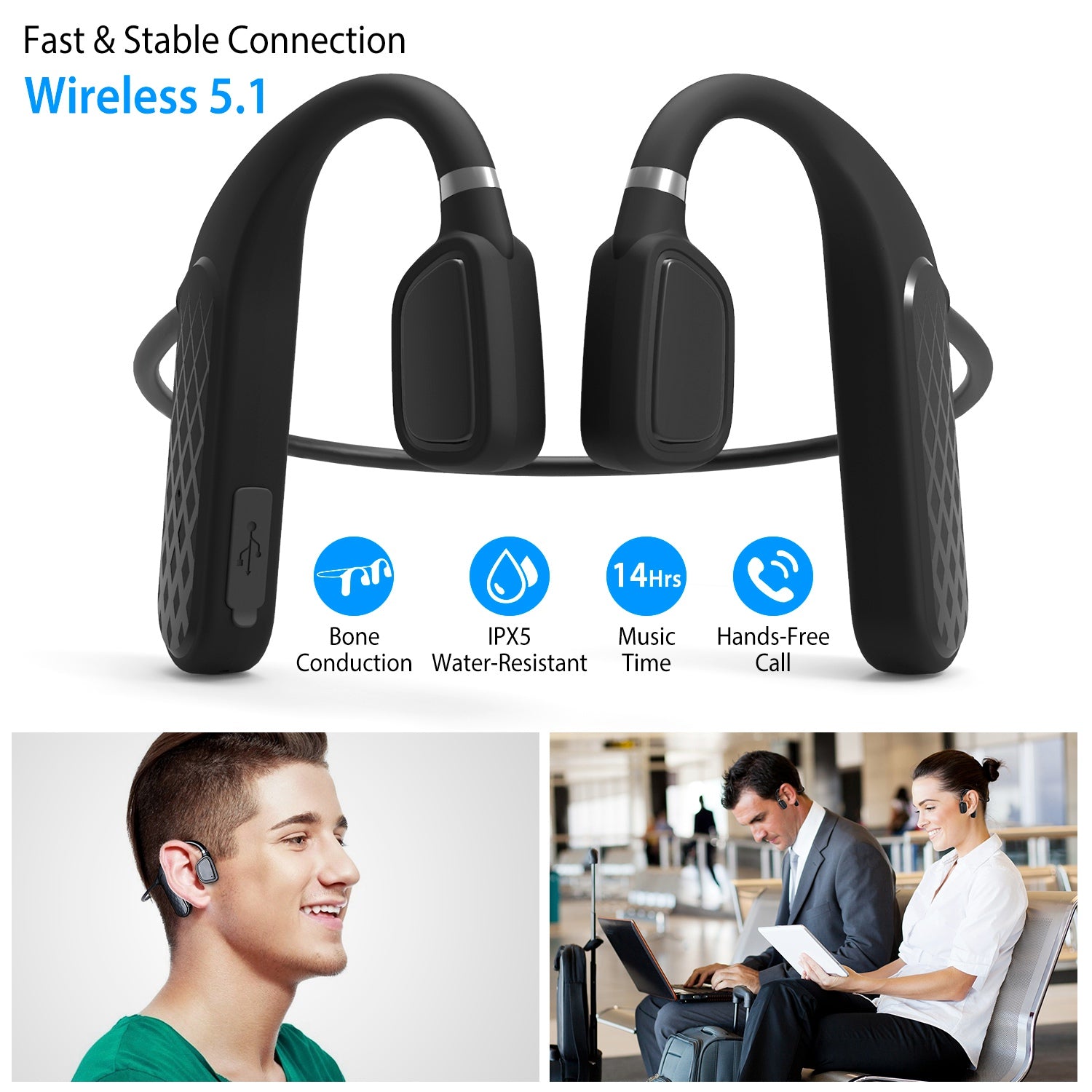 Wireless V5.1 Open-Ear Bone Conduction Earphones Sale Finishline