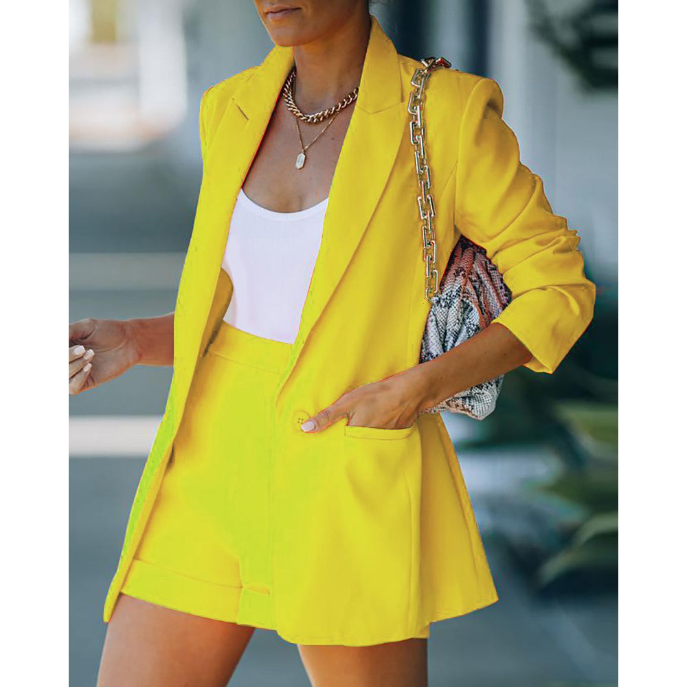2-Piece: Women's Basic Shirt Collar Blazer Clearance Official