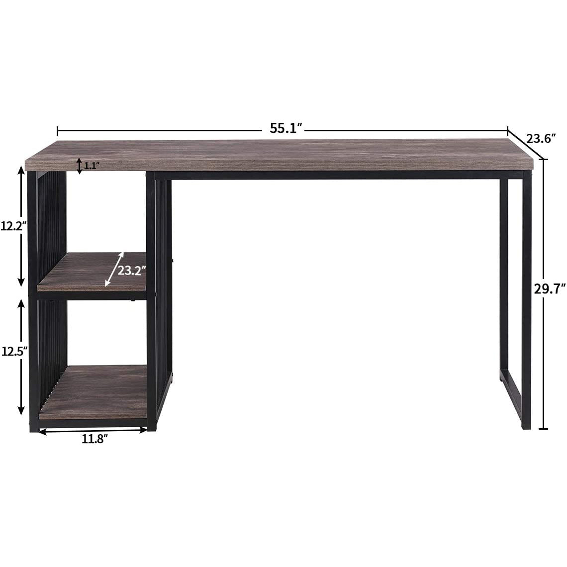 Home Office Computer Desk with 2 Open Storage Shelves Discount Fashion Style