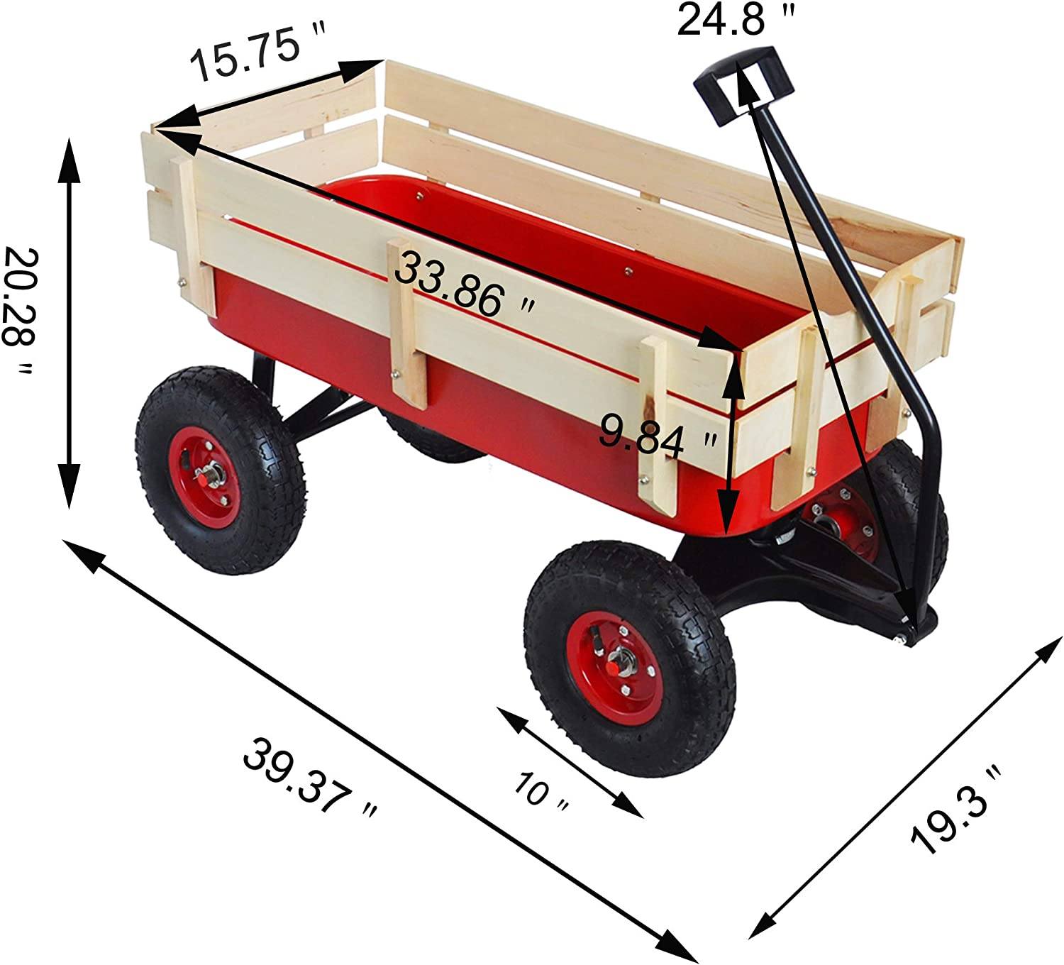 Children Outdoor Wagon All Terrain Pulling with Wood Railing Air Tires Cheap Sale Manchester Great Sale