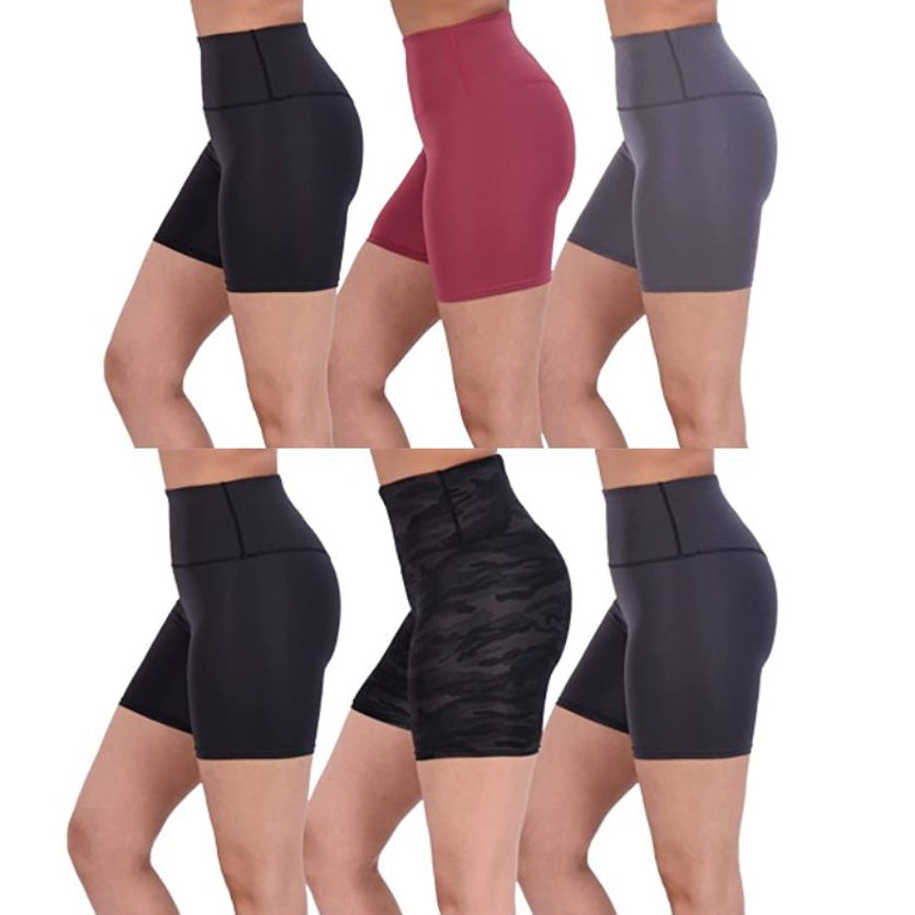 6-Pack: Active High Waisted Biker Shorts Discount Low Cost