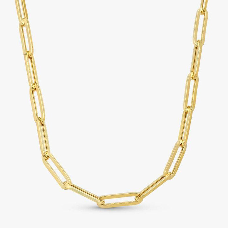 14k Yellow Gold 4mm Paperclip Chain Cable Link Necklace With Mastercard Cheap Online