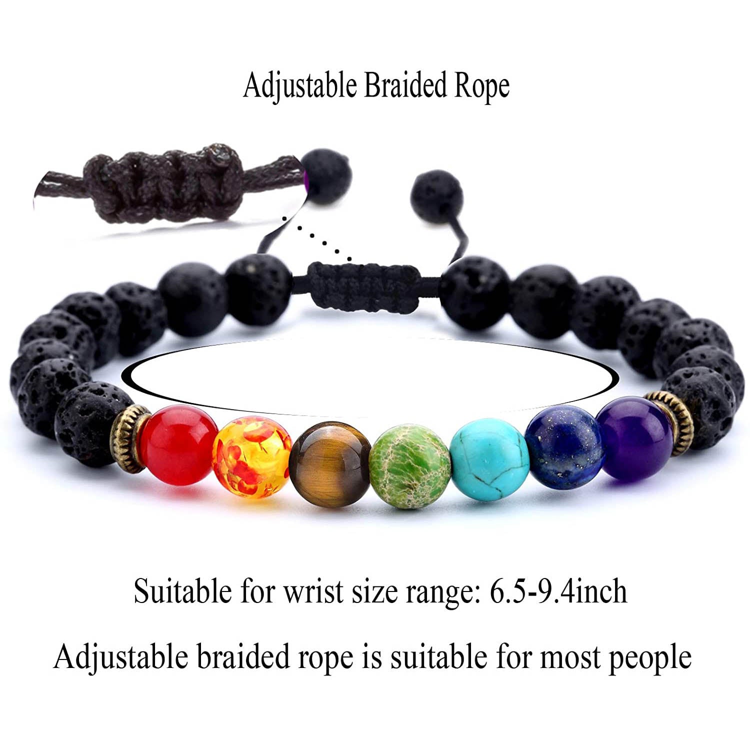 8mm Lava Rock 7 Chakras Braided Bracelet Outlet Affordable