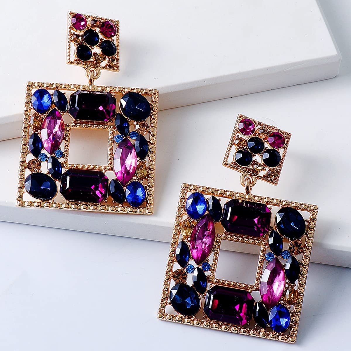 Rhinestone Square Drop Earrings Official For Sale