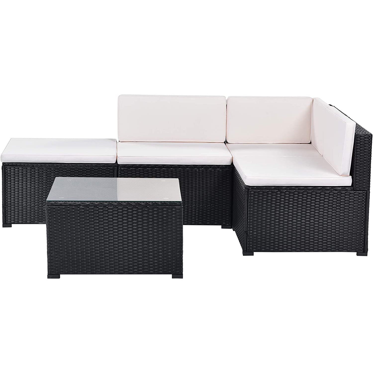 5-Piece: Patio Rattan PE Wicker Furniture Corner Sofa Set Cheap High Quality