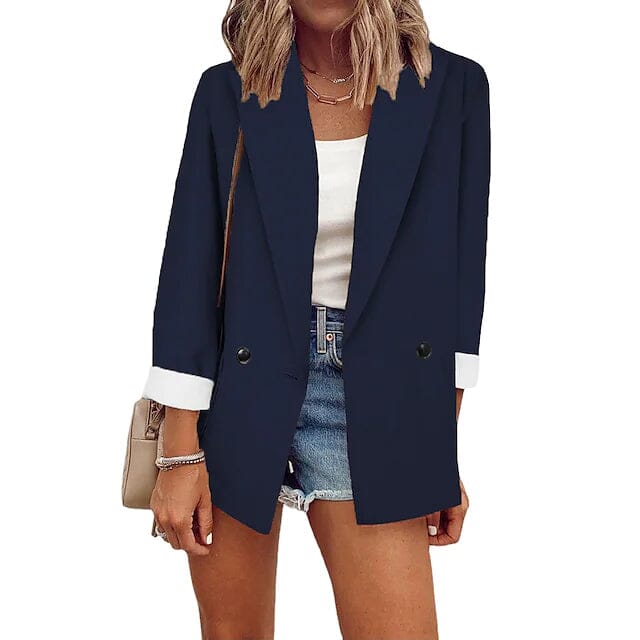 Women's Basic Double Breasted Solid Colored Blazer Sale With Paypal