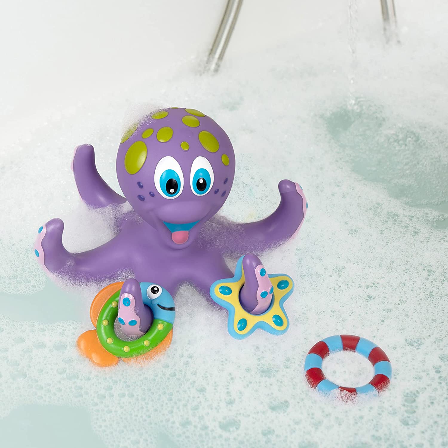 Nuby Floating Purple Octopus with 3 Hoopla Rings Interactive Bath Toy Free Shipping Outlet Store