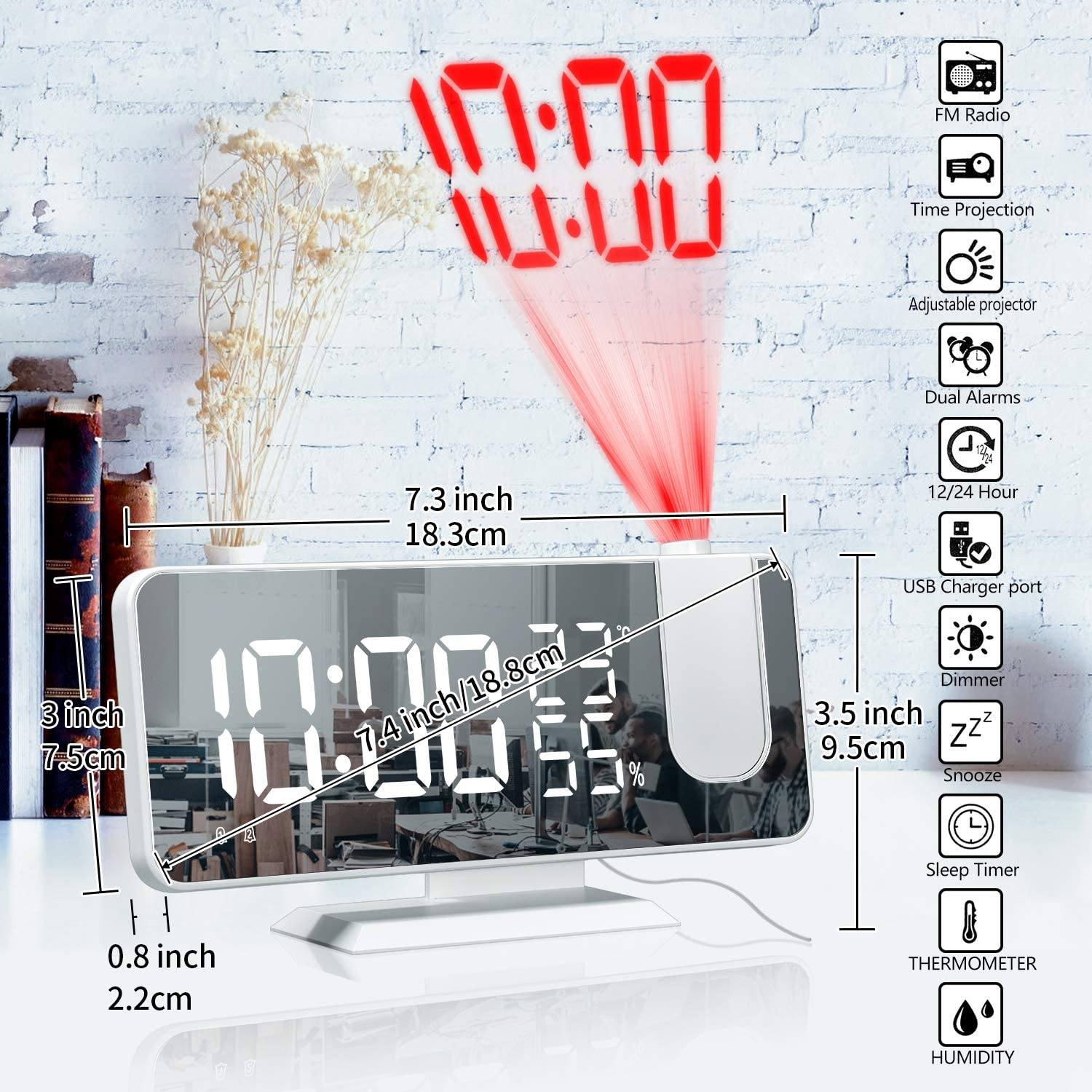 Bedroom Projection Digital Alarm Clock 2025 Unisex