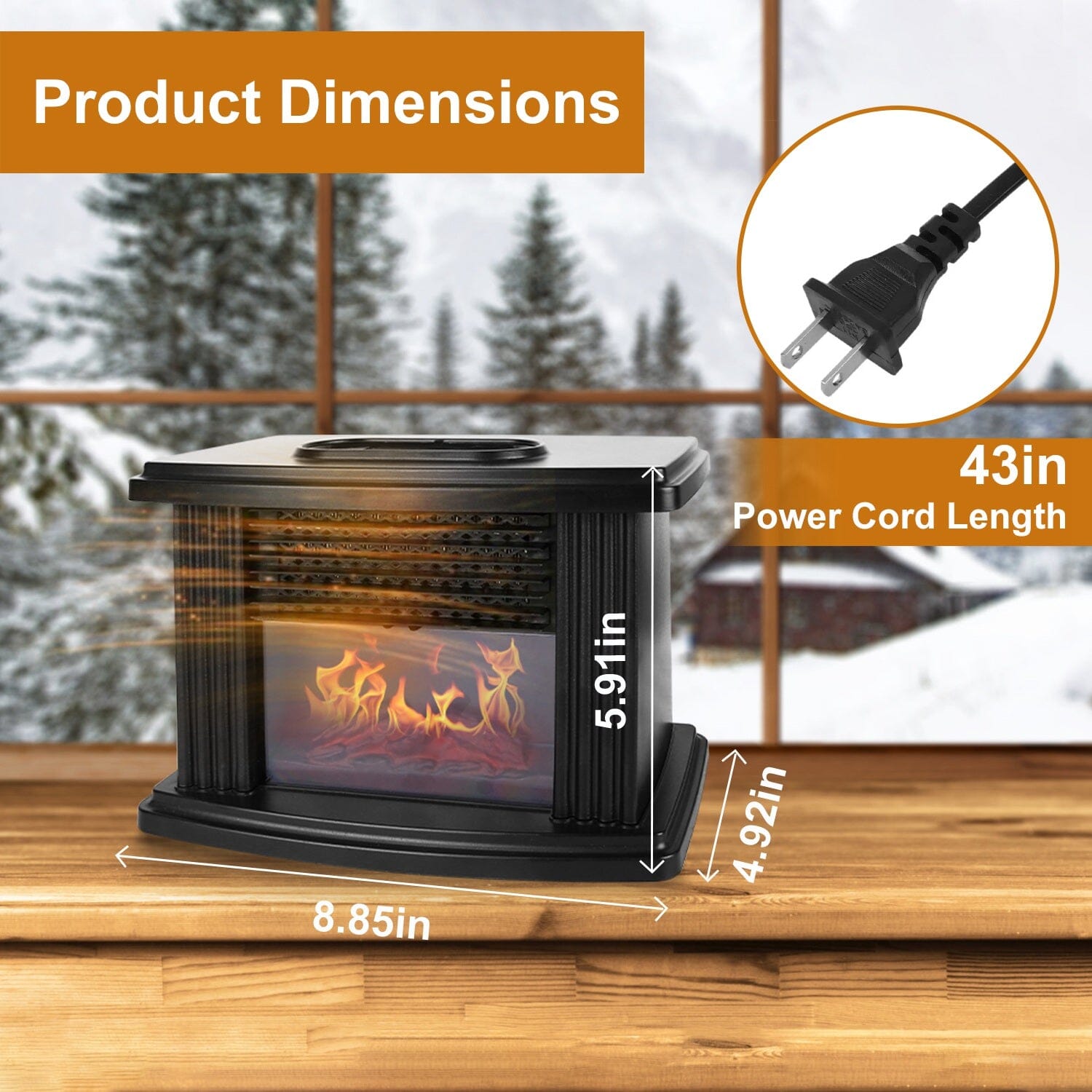 800W Artificial Flame Stove Electric Fireplace Heater Manchester