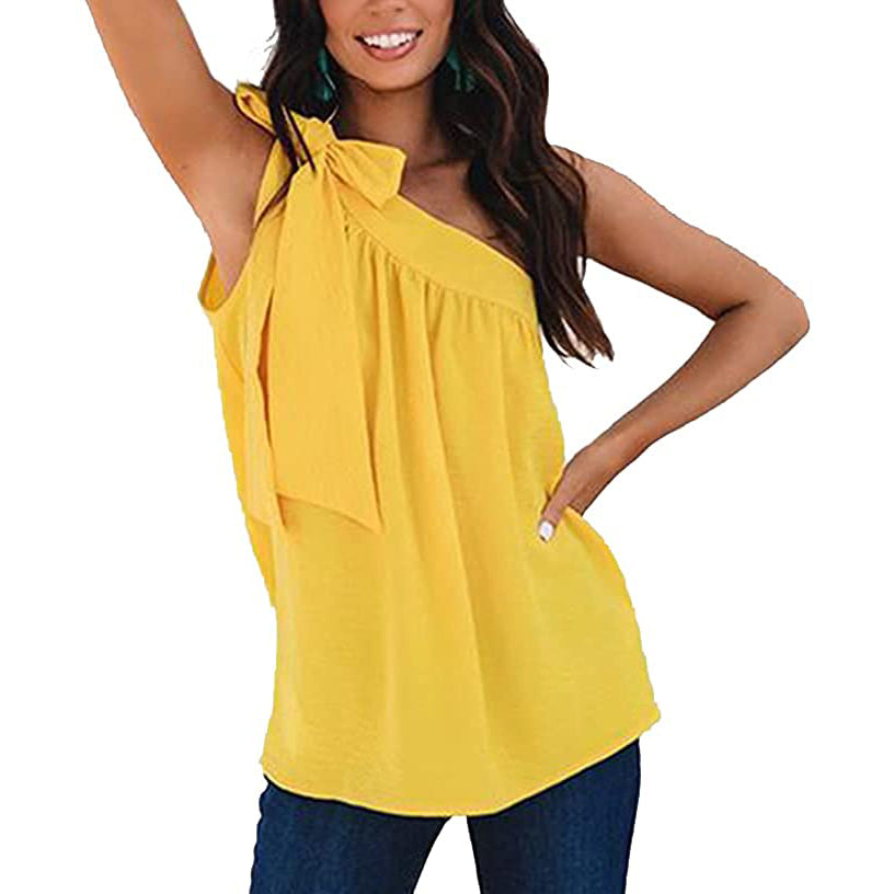 Women's Casual Tie One Shoulder Top Outlet Supply